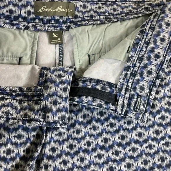 Eddie Bauer Atlantic Poplin Shorts 6 Blue Mid Rise Chino Stretch Hiking - Picture 6 of 9